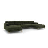 Bali 7-Sitzer Panorama Sofa aus Strukturierter Stoff in Grün (Neve 39), Beine in Goldmetall, 383x185x75 cm von Cosmopolitan Design – Bild 3