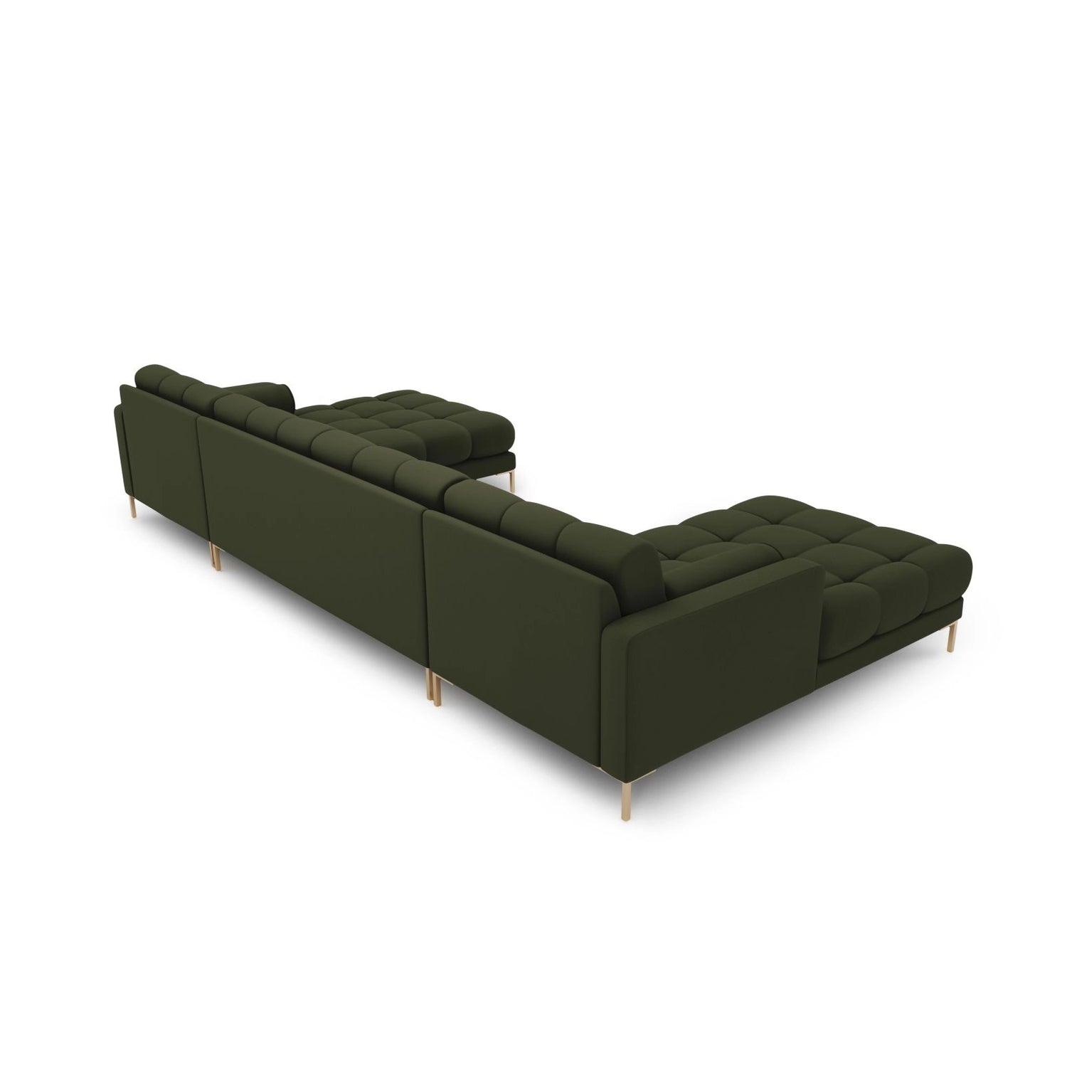 Bali 7-Sitzer Panorama Sofa aus Strukturierter Stoff in Grün (Neve 39), Beine in Goldmetall, 383x185x75 cm von Cosmopolitan Design – Bild 4