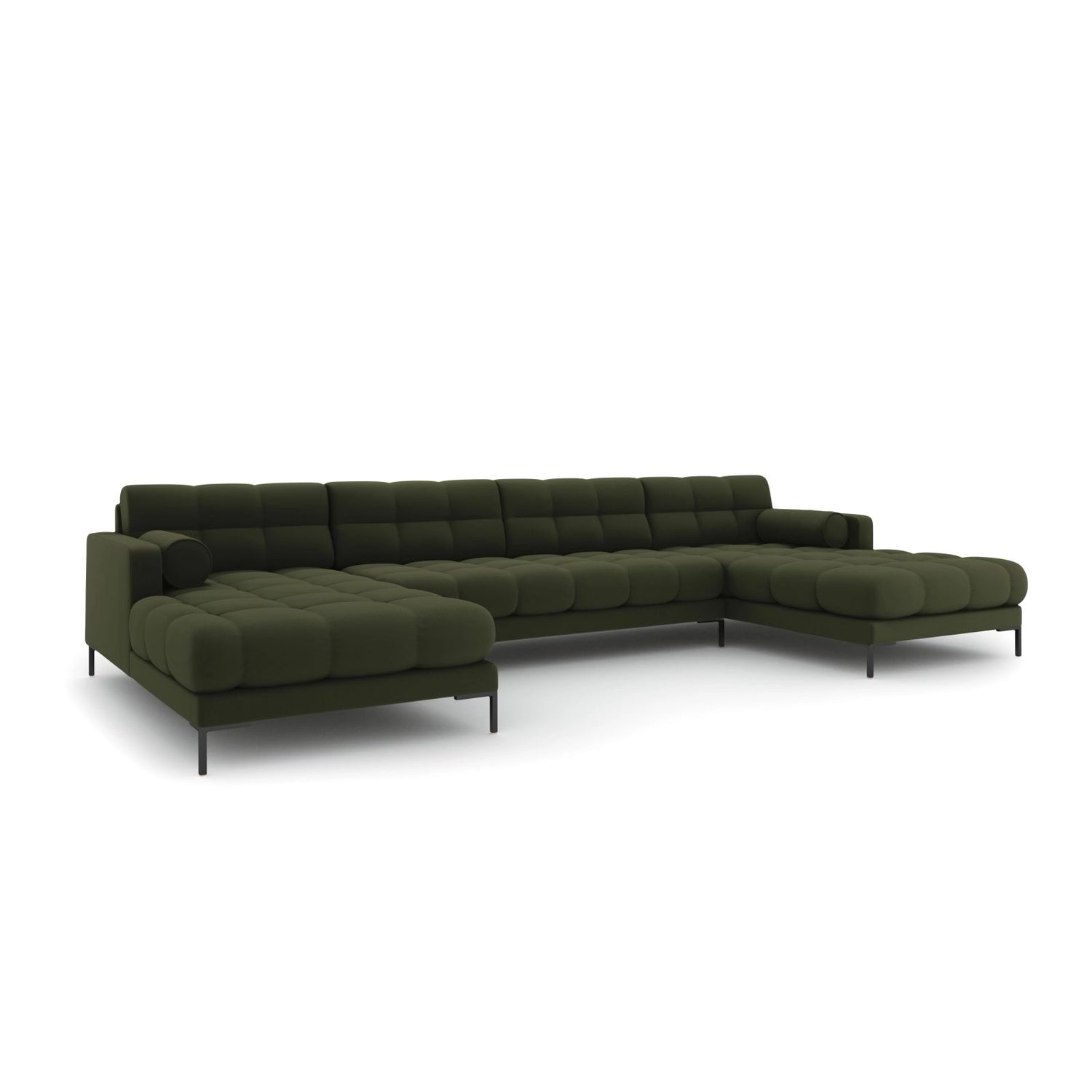 Bali 7-Sitzer Panorama Sofa aus Strukturierter Stoff in Grün (Neve 39), Beine in Schwarzes Metall, 383x185x75 cm von Cosmopolitan Design – Bild 3