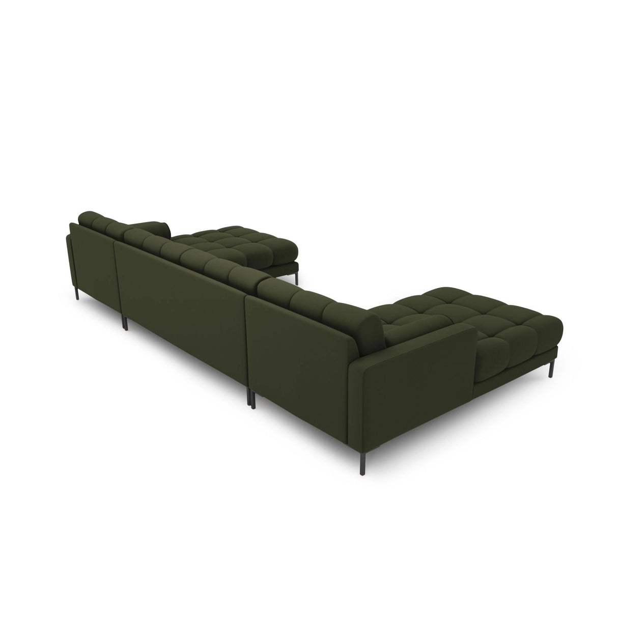 Bali 7-Sitzer Panorama Sofa aus Strukturierter Stoff in Grün (Neve 39), Beine in Schwarzes Metall, 383x185x75 cm von Cosmopolitan Design – Bild 4