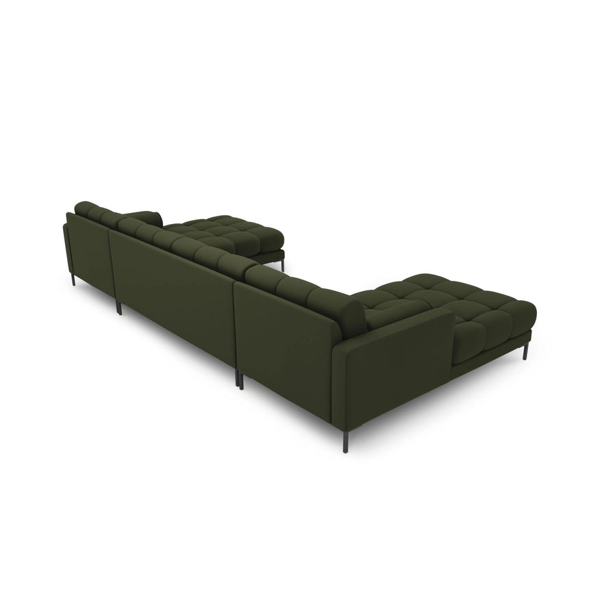 Bali 7-Sitzer Panorama Sofa aus Strukturierter Stoff in Grün (Neve 39), Beine in Schwarzes Metall, 383x185x75 cm von Cosmopolitan Design – Bild 4