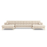 Bali 7-Sitzer Panorama Sofa aus Strukturierter Stoff in Hellbeige (Nea 23), Beine in Goldmetall, 383x185x75 cm von Cosmopolitan Design – Bild 1