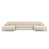 Bali 7-Sitzer Panorama Sofa aus Strukturierter Stoff in Hellbeige (Nea 23), Beine in Schwarzes Metall, 383x185x75 cm von Cosmopolitan Design – Bild 1