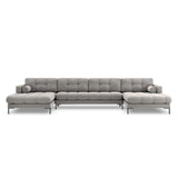 Bali 7-Sitzer Panorama Sofa aus Strukturierter Stoff in Hellgrau (Nea 07), Beine in Schwarzes Metall, 383x185x75 cm von Cosmopolitan Design – Bild 1