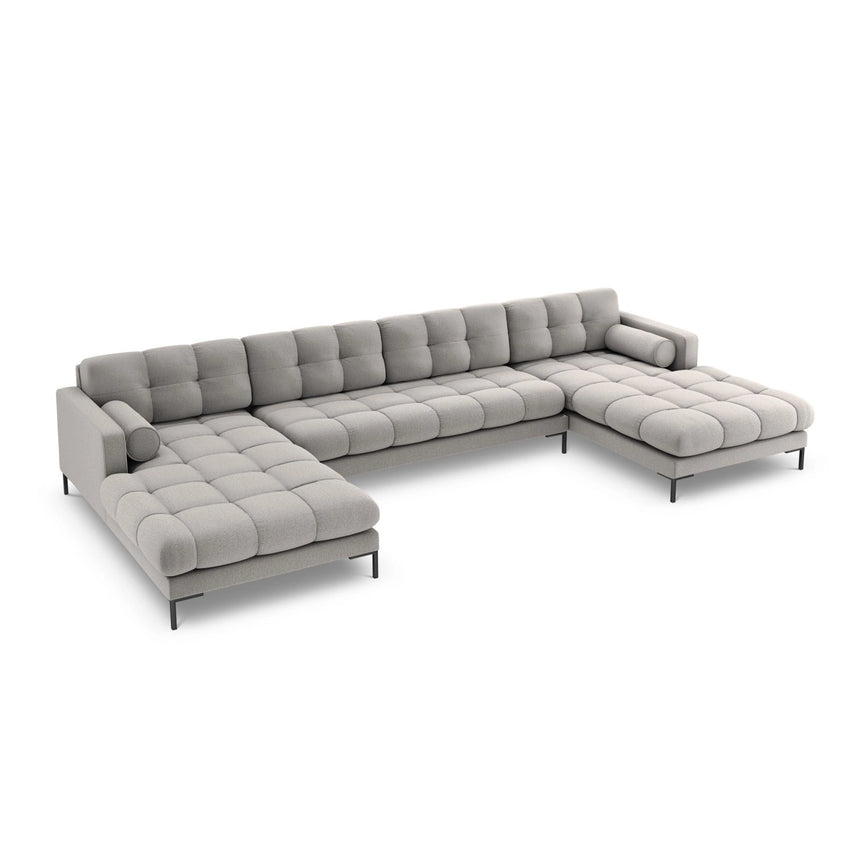 Bali 7-Sitzer Panorama Sofa aus Strukturierter Stoff in Hellgrau (Nea 07), Beine in Schwarzes Metall, 383x185x75 cm von Cosmopolitan Design – Bild 4
