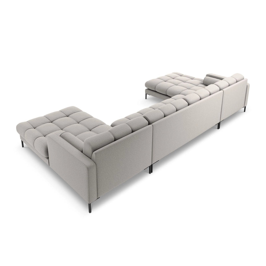 Bali 7-Sitzer Panorama Sofa aus Strukturierter Stoff in Hellgrau (Nea 07), Beine in Schwarzes Metall, 383x185x75 cm von Cosmopolitan Design – Bild 5