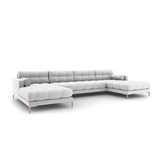 Bali 7-Sitzer Panorama Sofa aus Strukturierter Stoff in Hellgrau (Neve 80), Beine in Goldmetall, 383x185x75 cm von Cosmopolitan Design – Bild 3