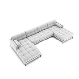 Bali 7-Sitzer Panorama Sofa aus Strukturierter Stoff in Hellgrau (Neve 80), Beine in Schwarzes Metall, 383x185x75 cm von Cosmopolitan Design – Bild 1