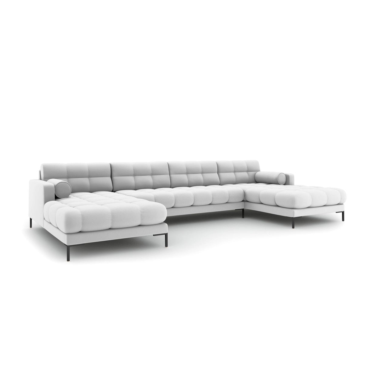 Bali 7-Sitzer Panorama Sofa aus Strukturierter Stoff in Hellgrau (Neve 80), Beine in Schwarzes Metall, 383x185x75 cm von Cosmopolitan Design – Bild 3