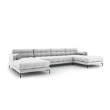Bali 7-Sitzer Panorama Sofa aus Strukturierter Stoff in Hellgrau (Neve 80), Beine in Schwarzes Metall, 383x185x75 cm von Cosmopolitan Design – Bild 3