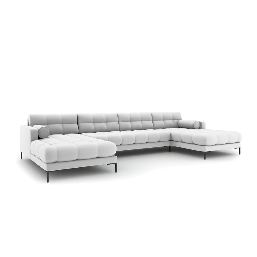 Bali 7-Sitzer Panorama Sofa aus Strukturierter Stoff in Hellgrau (Neve 80), Beine in Schwarzes Metall, 383x185x75 cm von Cosmopolitan Design – Bild 3