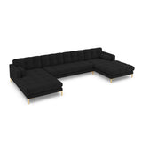 Bali 7-Sitzer Panorama Sofa aus Strukturierter Stoff in Schwarz (Nea 19), Beine in Goldmetall, 383x185x75 cm von Cosmopolitan Design – Bild 4