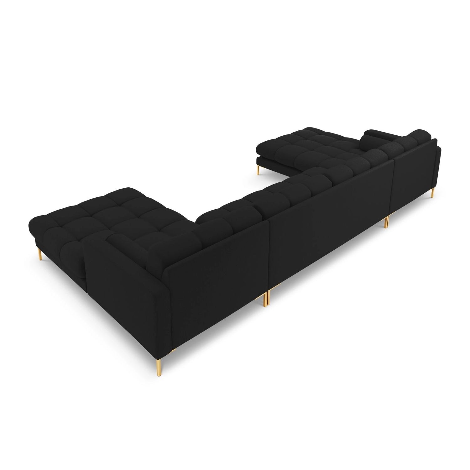 Bali 7-Sitzer Panorama Sofa aus Strukturierter Stoff in Schwarz (Nea 19), Beine in Goldmetall, 383x185x75 cm von Cosmopolitan Design – Bild 5