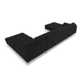 Bali 7-Sitzer Panorama Sofa aus Strukturierter Stoff in Schwarz (Nea 19), Beine in Goldmetall, 383x185x75 cm von Cosmopolitan Design – Bild 5
