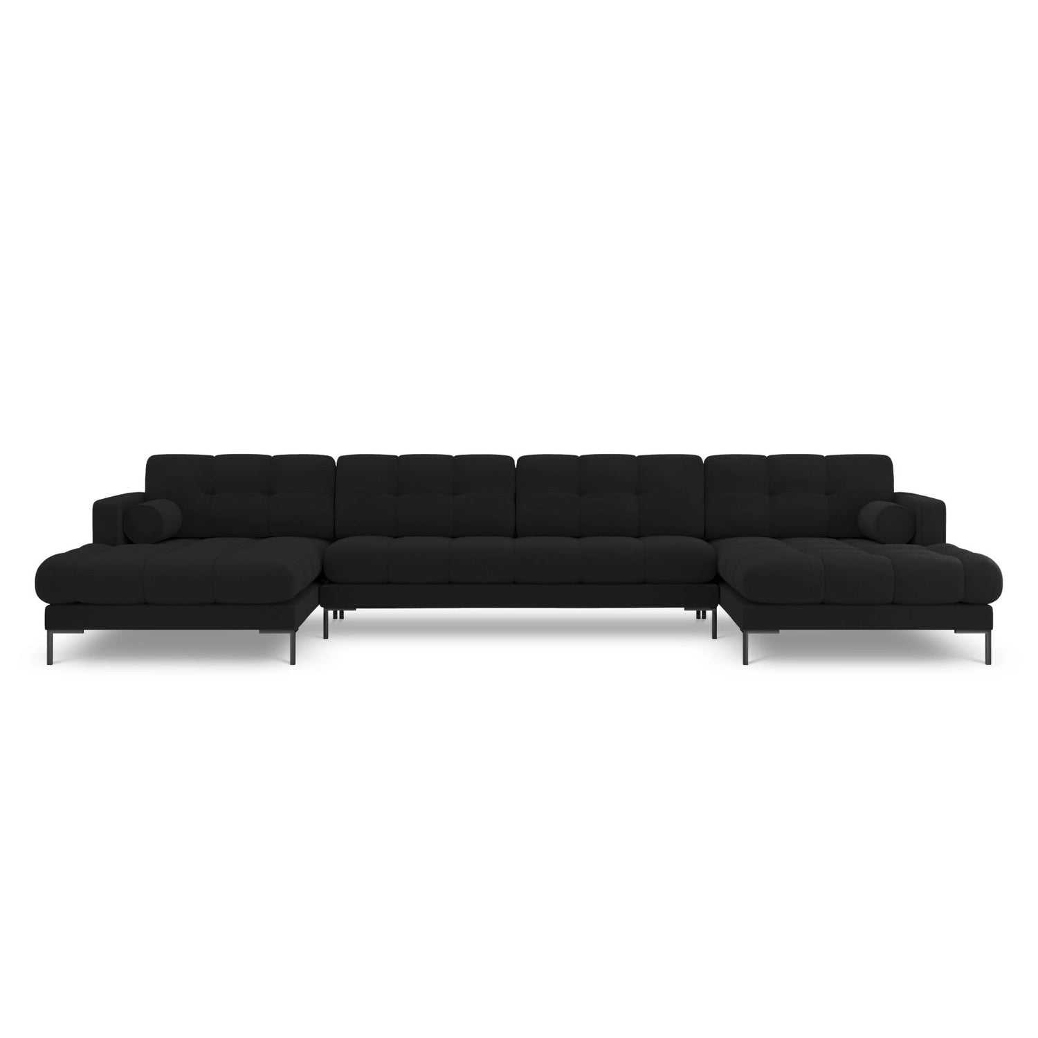 Bali 7-Sitzer Panorama Sofa aus Strukturierter Stoff in Schwarz (Nea 19), Beine in Schwarzes Metall, 383x185x75 cm von Cosmopolitan Design – Bild 1