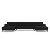 Bali 7-Sitzer Panorama Sofa aus Strukturierter Stoff in Schwarz (Nea 19), Beine in Schwarzes Metall, 383x185x75 cm von Cosmopolitan Design – Bild 1