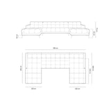 Bali 7-Sitzer Panorama Sofa aus Strukturierter Stoff in Schwarz (Nea 19), Beine in Schwarzes Metall, 383x185x75 cm von Cosmopolitan Design – Bild 3