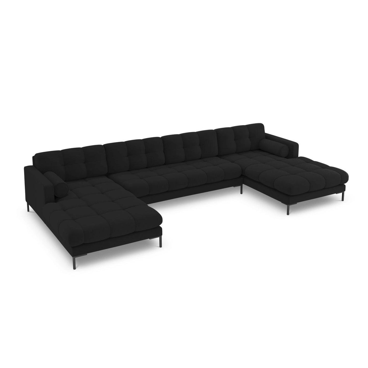Bali 7-Sitzer Panorama Sofa aus Strukturierter Stoff in Schwarz (Nea 19), Beine in Schwarzes Metall, 383x185x75 cm von Cosmopolitan Design – Bild 4
