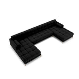 Bali 7-Sitzer Panorama Sofa aus Strukturierter Stoff in Schwarz (Neve 100), Beine in Goldmetall, 383x185x75 cm von Cosmopolitan Design – Bild 1
