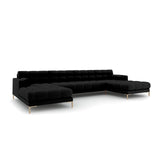 Bali 7-Sitzer Panorama Sofa aus Strukturierter Stoff in Schwarz (Neve 100), Beine in Goldmetall, 383x185x75 cm von Cosmopolitan Design – Bild 3
