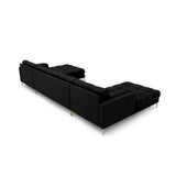 Bali 7-Sitzer Panorama Sofa aus Strukturierter Stoff in Schwarz (Neve 100), Beine in Goldmetall, 383x185x75 cm von Cosmopolitan Design – Bild 4