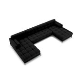 Bali 7-Sitzer Panorama Sofa aus Strukturierter Stoff in Schwarz (Neve 100), Beine in Schwarzes Metall, 383x185x75 cm von Cosmopolitan Design – Bild 1