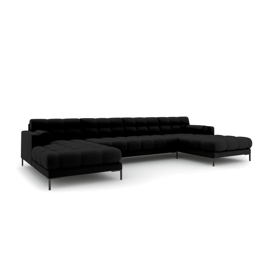 Bali 7-Sitzer Panorama Sofa aus Strukturierter Stoff in Schwarz (Neve 100), Beine in Schwarzes Metall, 383x185x75 cm von Cosmopolitan Design – Bild 3