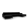 Bali 7-Sitzer Panorama Sofa aus Strukturierter Stoff in Schwarz (Neve 100), Beine in Schwarzes Metall, 383x185x75 cm von Cosmopolitan Design – Bild 3