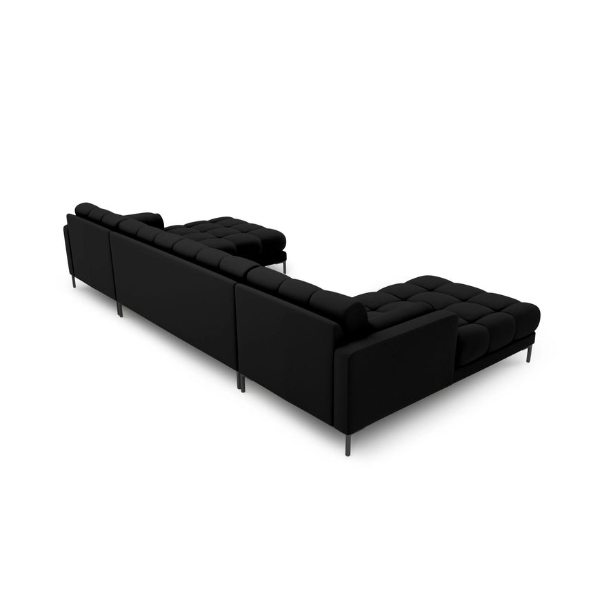 Bali 7-Sitzer Panorama Sofa aus Strukturierter Stoff in Schwarz (Neve 100), Beine in Schwarzes Metall, 383x185x75 cm von Cosmopolitan Design – Bild 4