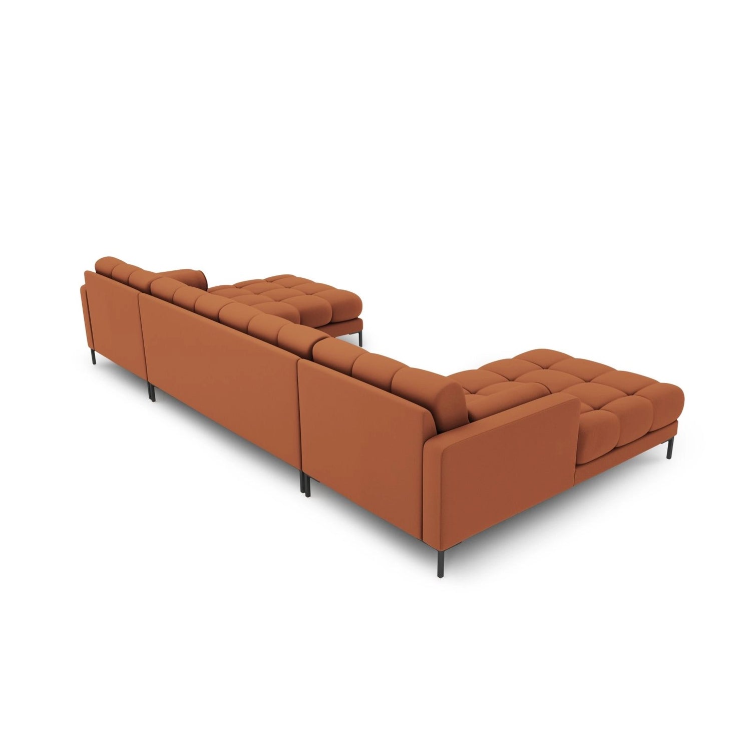 Bali 7-Sitzer Panorama Sofa aus Strukturierter Stoff in Ziegelstein (Neve 52), Beine in Schwarzes Metall, 383x185x75 cm von Cosmopolitan Design – Bild 4