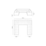 Bali 9-Sitzer Panorama Sofa aus Samt in Dunkelblau (Bluvel 89), Beine in Goldmetall, 327x256x75 cm von Cosmopolitan Design – Bild 2