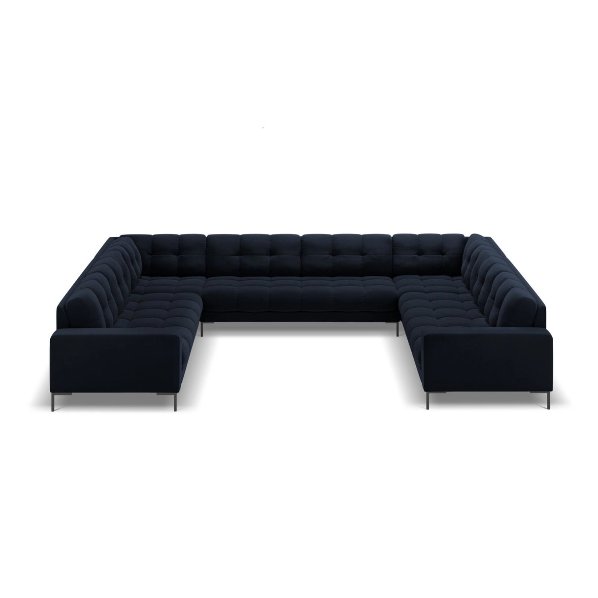 Bali 9-Sitzer Panorama Sofa aus Samt in Dunkelblau (Bluvel 89), Beine in Schwarzes Metall, 327x256x75 cm von Cosmopolitan Design – Bild 3