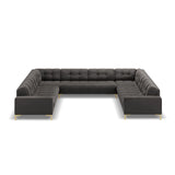Bali 9-Sitzer Panorama Sofa aus Samt in Dunkelgrau (Bluvel 18), Beine in Goldmetall, 327x256x75 cm von Cosmopolitan Design – Bild 3