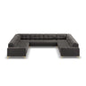 Bali 9-Sitzer Panorama Sofa aus Samt in Dunkelgrau (Bluvel 18), Beine in Goldmetall, 327x256x75 cm von Cosmopolitan Design – Bild 3