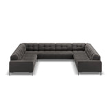 Bali 9-Sitzer Panorama Sofa aus Samt in Dunkelgrau (Bluvel 18), Beine in Schwarzes Metall, 327x256x75 cm von Cosmopolitan Design – Bild 3