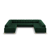 Bali 9-Sitzer Panorama Sofa aus Samt in Flaschengrün (Bluvel 78), Beine in Goldmetall, 327x256x75 cm von Cosmopolitan Design – Bild 3