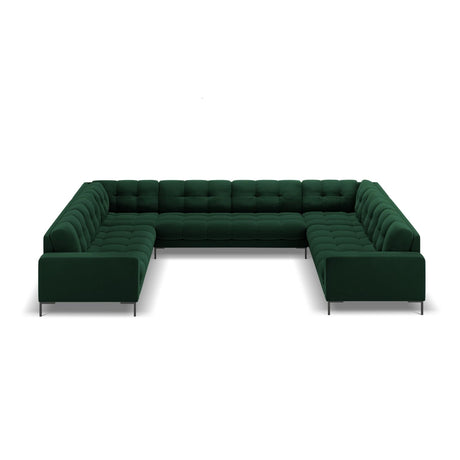 Bali 9-Sitzer Panorama Sofa aus Samt in Flaschengrün (Bluvel 78), Beine in Schwarzes Metall, 327x256x75 cm von Cosmopolitan Design – Bild 3