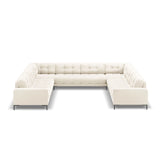 Bali 9-Sitzer Panorama Sofa aus Samt in Hellbeige (Bluvel 22), Beine in Schwarzes Metall, 327x256x75 cm von Cosmopolitan Design – Bild 3