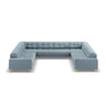 Bali 9-Sitzer Panorama Sofa aus Samt in Hellblau (Bluvel 06), Beine in Goldmetall, 327x256x75 cm von Cosmopolitan Design – Bild 3