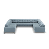 Bali 9-Sitzer Panorama Sofa aus Samt in Hellblau (Bluvel 06), Beine in Schwarzes Metall, 327x256x75 cm von Cosmopolitan Design – Bild 3