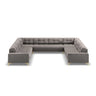 Bali 9-Sitzer Panorama Sofa aus Samt in Hellgrau (Bluvel 13), Beine in Goldmetall, 327x256x75 cm von Cosmopolitan Design – Bild 3