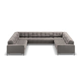 Bali 9-Sitzer Panorama Sofa aus Samt in Hellgrau (Bluvel 13), Beine in Schwarzes Metall, 327x256x75 cm von Cosmopolitan Design – Bild 3