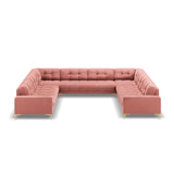 Bali 9-Sitzer Panorama Sofa aus Samt in Rosa (Bluvel 52), Beine in Goldmetall, 327x256x75 cm von Cosmopolitan Design – Bild 3