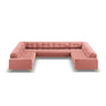 Bali 9-Sitzer Panorama Sofa aus Samt in Rosa (Bluvel 52), Beine in Goldmetall, 327x256x75 cm von Cosmopolitan Design – Bild 3