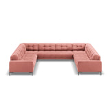 Bali 9-Sitzer Panorama Sofa aus Samt in Rosa (Bluvel 52), Beine in Schwarzes Metall, 327x256x75 cm von Cosmopolitan Design – Bild 3