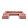 Bali 9-Sitzer Panorama Sofa aus Samt in Rosa (Bluvel 52), Beine in Schwarzes Metall, 327x256x75 cm von Cosmopolitan Design – Bild 3