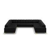 Bali 9-Sitzer Panorama Sofa aus Samt in Schwarz (Bluvel 19), Beine in Goldmetall, 327x256x75 cm von Cosmopolitan Design – Bild 3