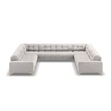 Bali 9-Sitzer Panorama Sofa aus Samt in Silber (Bluvel 03), Beine in Goldmetall, 327x256x75 cm von Cosmopolitan Design – Bild 3