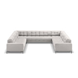 Bali 9-Sitzer Panorama Sofa aus Samt in Silber (Bluvel 03), Beine in Schwarzes Metall, 327x256x75 cm von Cosmopolitan Design – Bild 3
