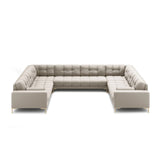 Bali 9-Sitzer Panorama Sofa aus Strukturierter Stoff in Beige (Neve 04), Beine in Goldmetall, 327x256x75 cm von Cosmopolitan Design – Bild 3